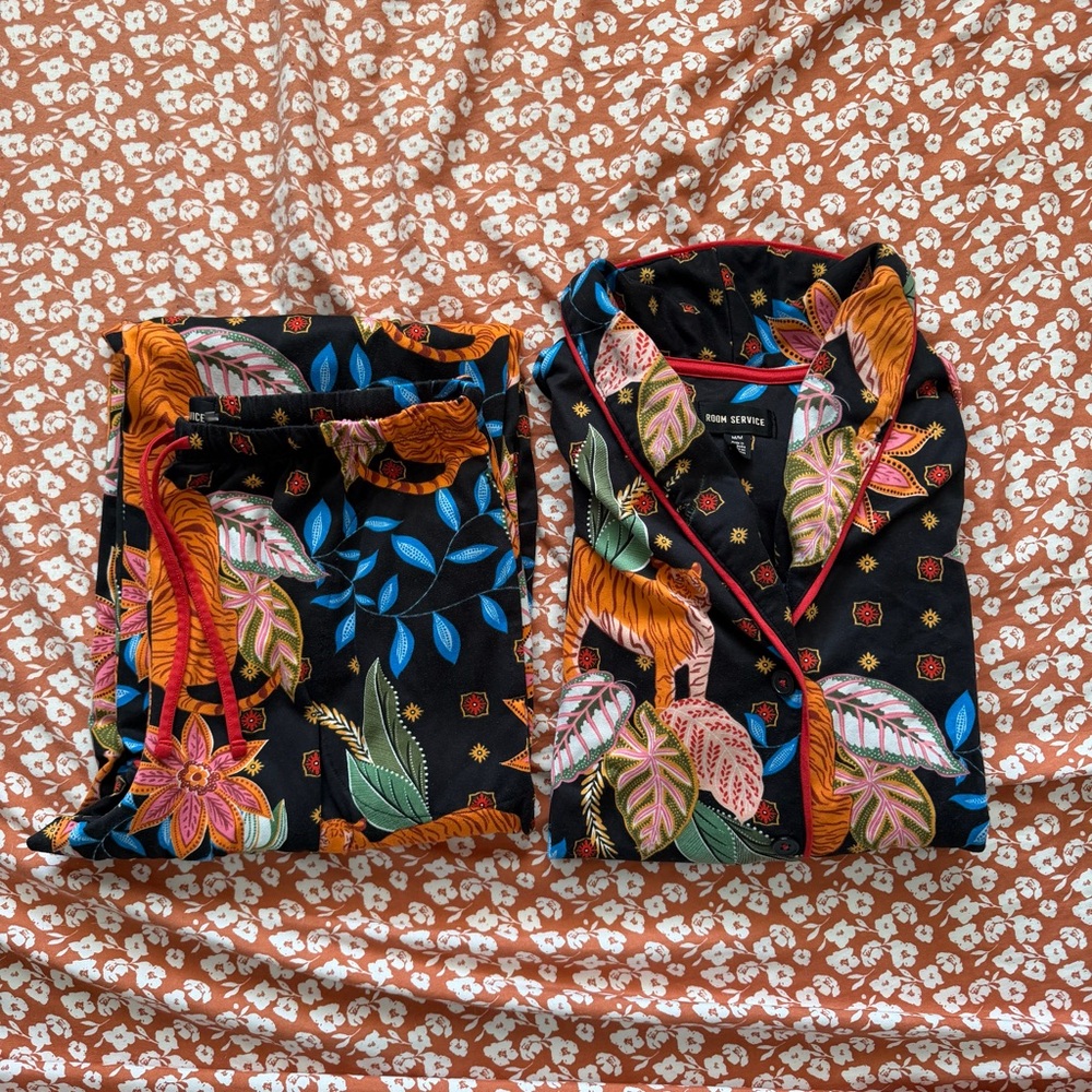 Room Service Floral & Tiger Print Pajama Set